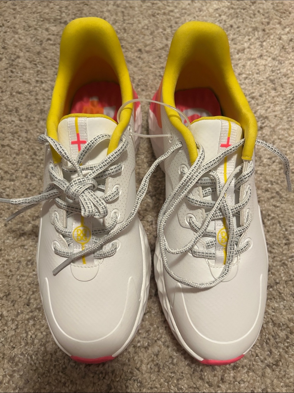 G/fore g4 in multi snow women’s size 7.5 White Sneakers with Yellow Accent